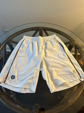 Arrow White Men's Athletic Shorts with Navy Piping